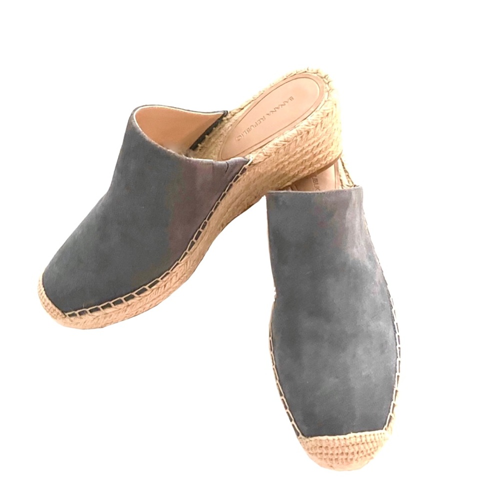NWOT Banana Republic Suede Espadrille  Slip-on Mule with Wedge Heel - Picture 9 of 12